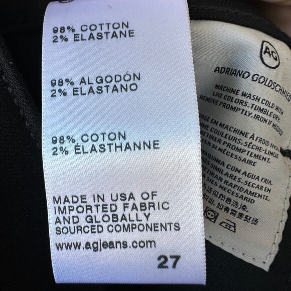 NWOT AG Adriano Goldschmied Leatherette Front/Denim Back Jeggings Size 27 Black - Picture 6 of 7